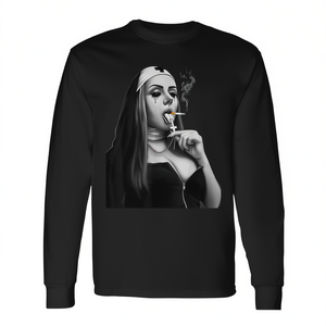 T-shirt promozionale a maniche lunghe con estetica religiosa Fun Bad Nun - Product Image 3