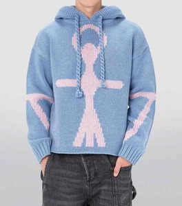 Sudadera con capucha de lana de merino personalizada 100% suéter de punto de manga larga estampados Jacquard Sudadera con capucha para hombre - Product Image 1