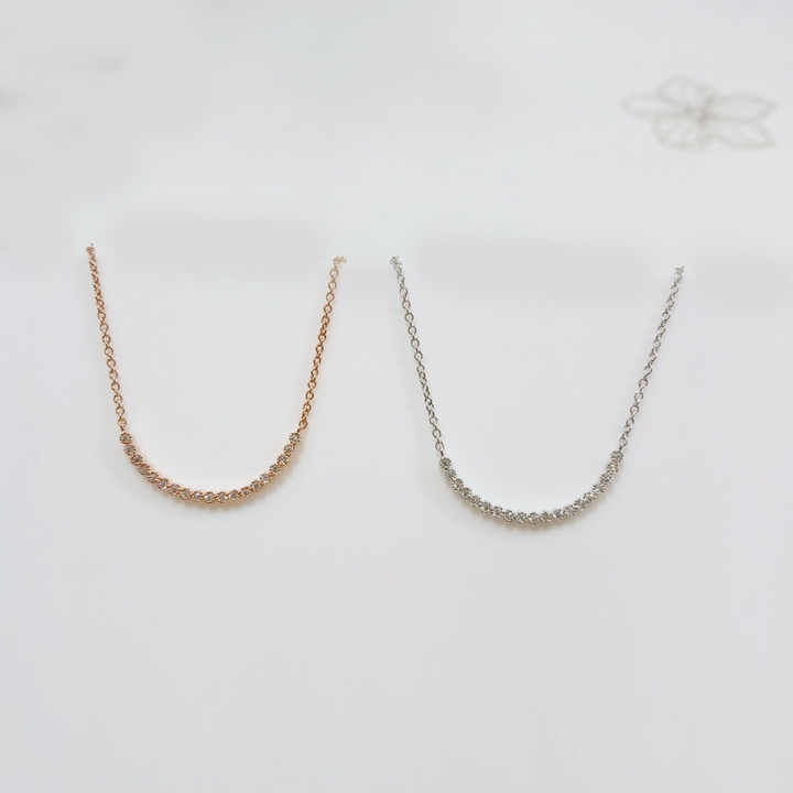rose gold and silver fashion chain Pretty pink and silver necklace Priced under Round slim cubic chain fashion necklace