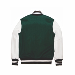Veste Letterman Varsity en laine verte à manches en similicuir Veste de baseball American College - Product Image 2
