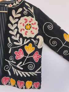 Black Suzani Embroidered <b>Jacket</b> Handmade Embroidered <b>Jacket</b> Winter Warm <b>Jacket</b> Women <b>Jacket</b> <b>Hippie</b> <b>Jacket</b> Wholesale From India - Product Image 5