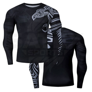 Rashguard BJJ personnalisé MMA imprimé par transfert thermique respirant anti-UV séchage rapide UPF50+ Spandex/Nylon unisexe vêtements de sport - Product Image 1