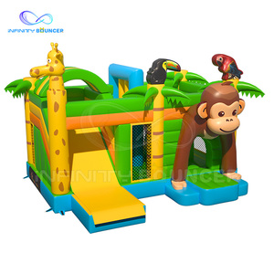 Nouvelle arrivée Jungle thème série commerciale extérieure enfants et adultes aire de jeux obstacle gonflable Combo toboggan château plein d'entrain - Product Image 4