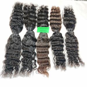Paquets de cheveux vierges naturels 100% du vendeur 8-32 pouces Extensions de cheveux humains indiens bouclés en vrac pas cher couleur Machine vague naturelle - Product Image 2