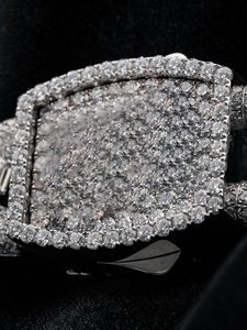 Collar de cadena de diseño Infinito y Cruz estilo Hip Hop, con incrustaciones de moissanita y diamantes, de Plata de ley 925 bañada en rodio, tipo cadena llamativa - Product Image 6