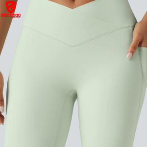 Wholesale Price High Waisted Sports Workout Pants <b>Leggings</b> for Women Soft Polyester <b>GYM</b> Fitness <b>Leggings</b> With <b>Pocket</b> - Product Image 5