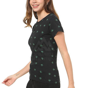 Camiseta de algodón con estampado de tu propio logotipo para mujer, camiseta transpirable de manga corta para mujer a la venta - Product Image 3