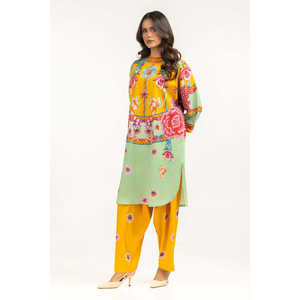 Conjunto de Dos Piezas Estilo Bohemio con Textura Ondulada IPST-44762, Traje de Crepé con Mangas Tres Cuartos y Largo hasta la Rodilla, Talla XXS para Primavera/Verano - Product Image 1