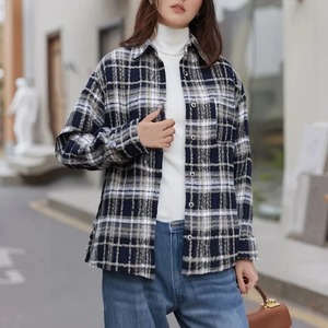 Women's Winter Wool Lined <b>Flannel</b> Plaid <b>Jacket</b> With Button Hooded Long Sleeved <b>Jacket</b> <b>Men</b> Sweaters Coat motorcycle style <b>jacket</b> - Product Image 2