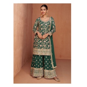 Ropa india y pakistaní Sharara Plazzo elegante último bordado Salwar Kamez para fiesta de boda exportaciones al por mayor festivas - Product Image 1
