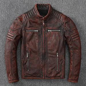 Veste en cuir fine en toile 100% polyester vintage pour homme Vêtements de motard Veste de moto d'hiver - Product Image 3