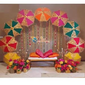 Tendance Mehndi scène parapluie thème anneau décor mariage parapluie décor tissu Mehndi scène parapluies mehndi pré-mariage cérémonie - Product Image 1