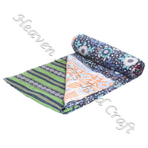 Bed Cover <b>Quilts</b> Indian Reversible Hand Stitched Heavy Throw Old Sari Blanket Patch Work Heavy 3 to 7 Layer Kantha <b>Quilt</b> Cotton - Product Image 5