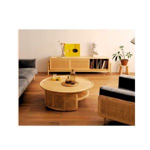 Mesa de centro ajustable multifuncional de mimbre/ratán Natural diseño escandinavo forma personalizable de lujo Color Vietnam - Product Image 6