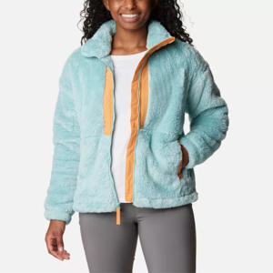 Blouson bombardier confortable avec logo personnalisé OEM veste polaire Sherpa zippée pour femmes manteau décontracté veste à glissière blanche 100% polaire - Product Image 2