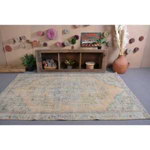 Tapis turc vintage 5,1x8,5 pieds, tapis persan bleu - Product Image 3