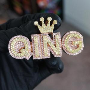 จี้เพชรโมอิสแท้สำหรับผู้ชาย Qing 14K สีขาวชุบทองสไตล์ฮิปฮอปทรงกลมแบบเจ้าหญิง2.50Ct - Product Image 2