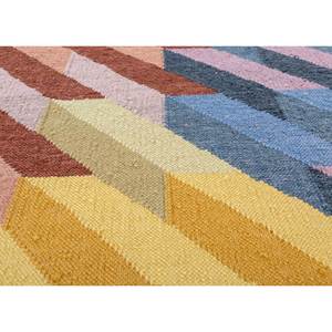 พรมลายเรขาคณิตสีแดงและสีส้ม ทอแบบแบน ทำจากขนสัตว์และใยวิสโคส รุ่น Adwv-13086 สำหรับใช้ในบ้าน - Product Image 3