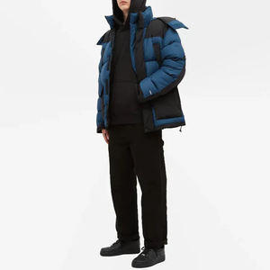 Chaqueta de invierno informal brillante personalizada para hombre con cuello levantado, acolchada ultraligera con capucha en tela de lona de talla grande para uso en exteriores - Product Image 5