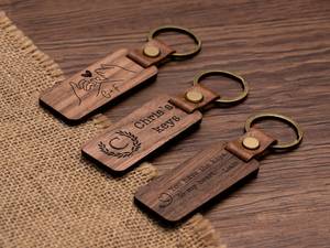 Wholesale Custom Laser <b>Engraved</b> Silkscreen Logo Souvenir Promotion Gift Blank Wooden Keychain Accessories - Product Image 5