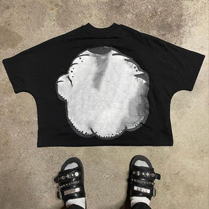 T-shirt 100% coton surdimensionné vintage pour hommes personnalisé col rond poids lourd DTG imprimé Boxy recadrée graphique style décontracté lettre - Product Image 6