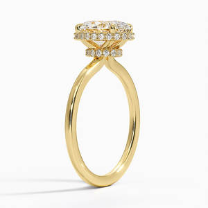 Style classique Premium 1ct Lab Grown Diamond Oval Cut 14K Solid Gold Hidden Halo Bague de fiançailles pour hommes et femmes Cadeaux - Product Image 2