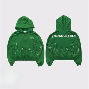 Custom 400 Gsm <b>Mens</b> Full Rhinestone Hoodie Acid Wash Oversized Pullover Dtg Printing Boxy Fit <b>Men</b> Distressed Hoodie - Product Image 1