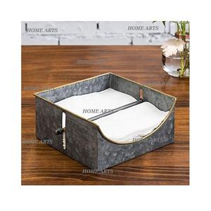 Juego de 2 Porta Servilletas Cuadrados de Diseño Simple, Porta Servilletas Galvanizados con Asas de Madera en Venta - Product Image 4