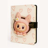 Jurnal Kulit Cetak Boneka Hati Pink Lucu, Notebook Estetik Trendi Ukuran 7x5, Kunci Tipe C, Tersedia Custom, Hadiah Hari Ibu