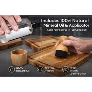 Ensemble de 3 planches à découper en bois d'acacia écologiques avec huile minérale et applicateur, logo personnalisable, entretien facile - Product Image 2