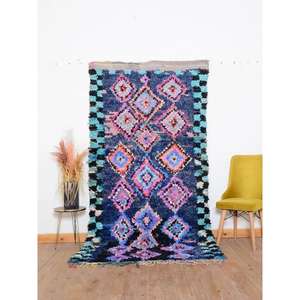 Auténtica Alfombra Marroquí Hecha a Mano, Boucherouite, Estilo Bohemio, Colorida, Vintage, Decoración Artesanal del Atlas - Product Image 1