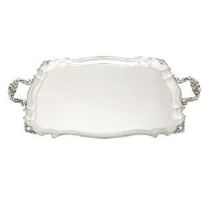 Asas de metal para servir, bandeja, vajilla, decoración de comedor para el hogar, forma rectangular para comida, frutas y ensaladas, acabado artesanal - Product Image 2