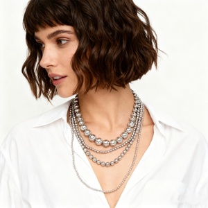 Collane a strati in oro massiccio, collana a più fili con perline, collana da sposa <span class=keywords><strong>per</strong></span> damigella d'onore, gioielli da <span class=keywords><strong>donna</strong></span> - Product Image 5