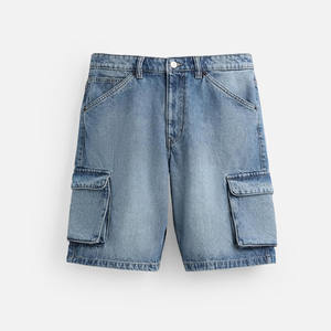 Short cargo en jean Streetwear d'été pour hommes, mode personnalisée, poches amples, taille moyenne, respirant, Streetwear solide avec logo personnalisé - Product Image 5