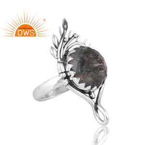 แหวนพลอย925มอสอาเกตสีเงินธรรมชาติดีไซน์พื้นผิวสำหรับผู้หญิงเครื่องประดับที่กำหนดเองเป็นของขวัญสำหรับผู้หญิงสำหรับผู้หญิง - Product Image 4