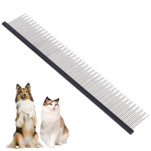 8.5 inch nâng cấp lược mèo chuyên nghiệp màu đen, lược chải lông thú cưng hai răng chống tĩnh điện góc tròn mịn chống ma sát - Product Image 1
