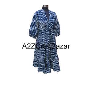 Robe midi florale Himanshi décontractée pour femme, 100 % pur coton, tissu respirant, coupe ample, écologique, taille naturelle, pour l'été quotidien - Product Image 4