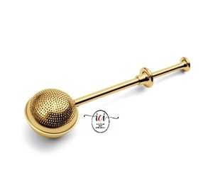 ที่กรองชาทองเหลืองแบบพกพาที่สง่างามนำมาใช้ใหม่ได้ตัวกรองกาน้ำชาทรงลูกบอลพร้อมที่จับยาว - Product Image 6