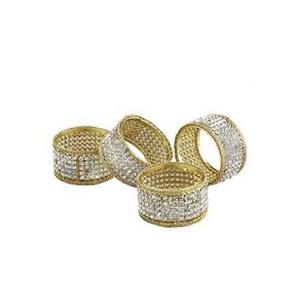 Rond de serviette en acier inoxydable doré épais et élégant Rond de serviette en argent blanc avec strass Design de qualité supérieure Rond de serviette - Product Image 1