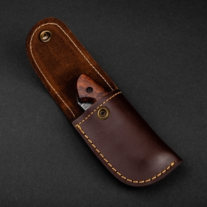 Navaja de bolsillo plegable de acero de Damasco personalizable con cambio de hoja de botón, nuevo mango de madera de grado DIY para acampar al aire libre - Product Image 6