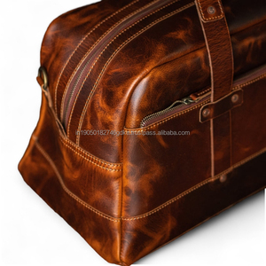 ALBORZ Meilleur sac de voyage vintage de luxe, sac de week-end, bagage, 22 pouces, cuir pleine fleur de haute qualité, fermeture à glissière, personnalisable - Product Image 3