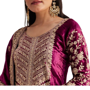 Elegante vestido de terciopelo al por mayor tradicional personalizado bordado hecho a mano vestido de terciopelo ropa de invierno vestido de terciopelo nupcial para la venta - Product Image 6