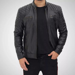 Chaqueta de cuero de corredor para hombre, chaqueta de motorista negra de piel de oveja genuina de alta calidad bordada personalizada, nuevas chaquetas 2025 - Product Image 1
