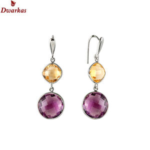 Joyería fina pendientes hechos a mano 925 plata esterlina cuarzo rosa multi piedras preciosas lágrima bisel pendientes joyería Mujer - Product Image 3