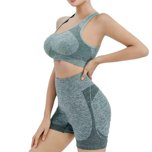 2025 Service OEM nouvelles femmes taille haute serré Yoga Shorts haut de sport séchage rapide entraînement 2 pièces ensemble - Product Image 2