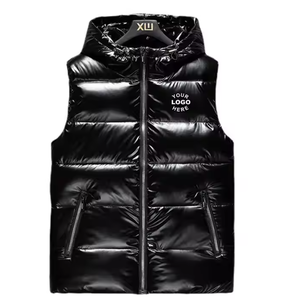 Chaleco acolchado personalizado de invierno 2022 para hombre, chaqueta de burbujas sin mangas con capucha de alta calidad, ropa exterior Reversible de doble cara, Hip Hop - Product Image 1