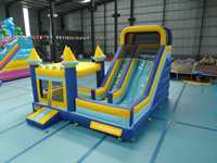 Château gonflable écologique avec toboggan et trampoline pour enfants, capable de supporter 235 kilogrammes