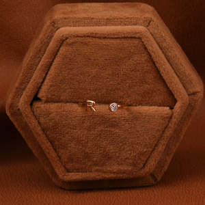 Tiny Round Cut Lab Grown Diamond Luxury <b>Open</b> <b>Ring</b> Personalized R Letter CVD Diamond <b>Ring</b> in 18KT Gold <b>Ring</b> - Product Image 6
