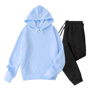 Survêtements pour hommes 2 pièces sweats à capuche doublés en polaire de coton ensembles de survêtements légers et décontractés à manches longues - Product Image 1