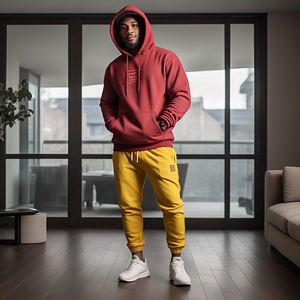 Ropa deportiva para hombre de peso medio 400 GSM, ropa para correr, conjunto de chándal de invierno, Sudadera con capucha y pantalones de chándal, equipo deportivo de lana de talla grande - Product Image 5